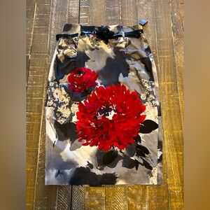 Bisou Bisou Red and Black Floral Pencil Skirt